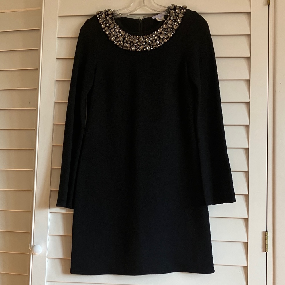 Vera Wang Lavender Label Black Dress with Embellished Neckline